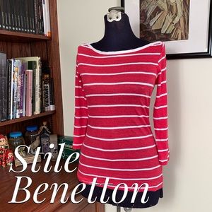 Stile Benetton | Striped Knit Boatneck Top
